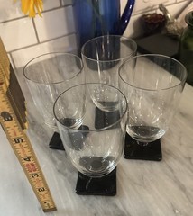 Set Of 4 Fostoria 4020 Ebony Black Base 5 5/8” 13oz Tumblers Glasses Art Deco