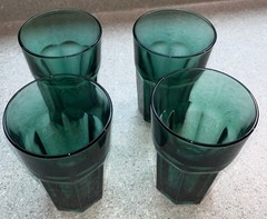 H536~ 4 Libbey Duratuff USA 8 Panel Emerald Green Tumblers 12 Oz. 5.25″ T ~NEW