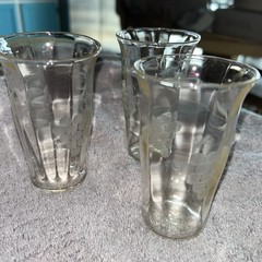 Set of 3 Vintage Clear Glass Cordials w/Etched Grape Vine Pattern