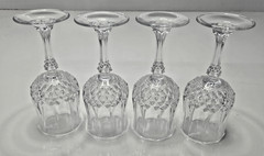 4 Vintage Cristal D’Arques LONGCHAMP Wine Glasses 6.5″ Lead Crystal France 6 oz