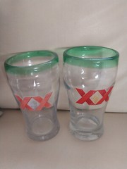 Select 2 Beer Pint Glasses: Grolsch Dutch Stem Tulip or Dos Equis XX Green Rim