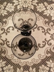Vintage, Crystal, Alexandra Black Tulip, Champagne Flutes by Mikasa Set of 2