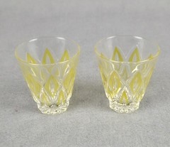 Vintage VMC Reims French Harlequin Yellow Set of 6 Crystal VRM1 Diamond Arches