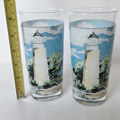 Vintage Lighthouse Glasses Tumbler Highball Iced Tea 6.5″ (Set of 2) RARE