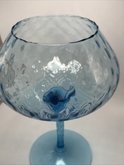 Vintage Empoli Glass Blue Optic Large Brandy Snifter MCM Diamond Cobalt