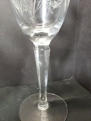 6 Large Vintage Hand Blown Crystal Water Wine Goblets Wheel Cut Floral Design 9″