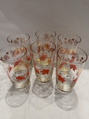 Set of 6 Tumbler Glasses Autumn Fall Maple Leaves Royal Norfolk Libbey?