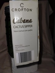 4 Crofton Cabana Green Glass Cactus Sippers Lidded Jar Glasses W Drinking Straws