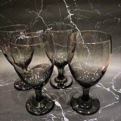 SET OF 4 Libbey CLASSIC SMOKE 7″ Water Goblets; 16-oz; Mid Century Mod