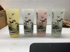 4 Vtg Libbey Southern Belle Pastel Frosted Tumblers Tom Collins Drink Glasses