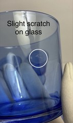 Set Of 6 ~Vintage Cobalt Blue Flare 10 Oz Glasses Rocks 3.25” ~Tiny Scratches