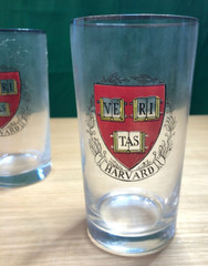 Set Of 8 vtg 1944 HARVARD HIGHBALL Glasses Veritas Crest Silver Rims NOS