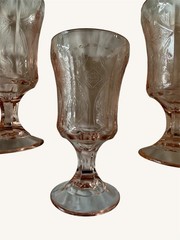 Indiana Glass “Madrid Recollection” Vintage Pink Water Goblets Set Of 4
