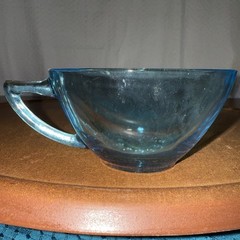 Hazel Atlas Capri Hobnail Cups Set of 4 Blue Turquoise Teal Vintage Glass EVC