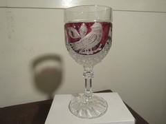 Set of 4 Vintage Hofbauer The Byrdes Collection Ruby Red Crystal Wine Glasses