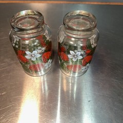 Vintage Libbey strawberry blossom tall tumbler glass Set Of 2.