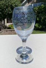 STUNNING Pair Of Blue Cristalleria Fratelli Fumo Wine Glasses Hand Made Italy