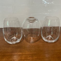 Lenox Tuscany Classics Stemless Wine Glasses Dimple Base Set of 3 Clear 4.5″