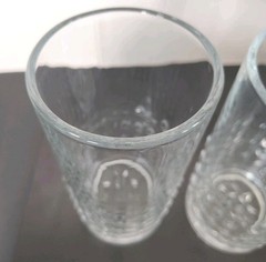 Highball Glass Tumblers, Set of 2, Triangle Cut w Star Bottom, Heavy, MCM, VTG
