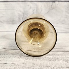 Vintage Bohemian Amber Glass Roemer Wine Goblet Hand Enameled Prunts 4.75″