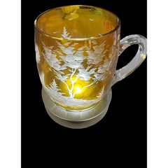 Bohemian Gold Yellow Pheasant Forest Scene Sticker German Forest Handled Mug EUC