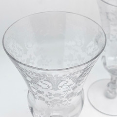 Set of 2 Cambridge Glass Etched Portia Clear Stemmed ICED TEA GOBLETS 7-1/2″H