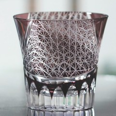 Hand Cut To Clear Purple 9oz Edo Kiriko Crystal Whiskey Glasses Gift Packing 1pc