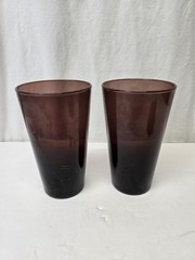 Libbey Amethyst Purple Glasses Tumblers, Vintage Drinking, One Pair, 5.75″ Tall