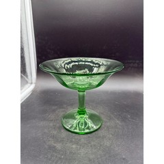 Vintage Green Depression Glass Sherbet Dessert Compote Dish
