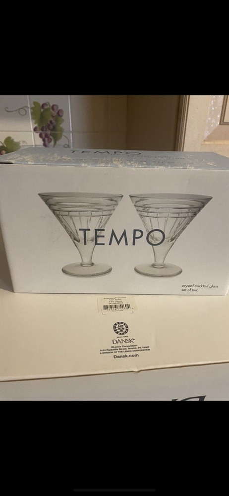 Reed & Barton Tempo Crystal Cocktail Glasses Set Of 2 New In Box.