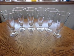 Pilsner Heritage Etched 11 Oz Smooth Stem Crystal Blown Glass – Set of 6