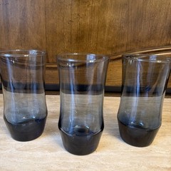 Vintage Libbey Apollo Dusky Blue Drinking Glasses 5 1/2″ Tall Set of 3