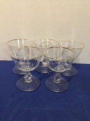 Vintage Elegant White Rose And Gold Trim Sherberts- Set Of 5