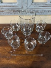 Vintage Princess House ~ Cocktail Martini Set #407 Mixer 6 Glasses & Stirrer