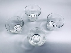 Vintage Cordial Glasses Atomic Star Burst Etched Glass 2 oz Set Of 4