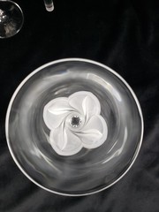 3 JG Durand Florence Crystal Frosted Petals Wine Glasses 7 1/4″ Tall EUC