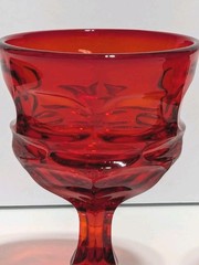 Set Of 2 Fostoria Argus Ruby Red Stemmed HFM Wine Glasses 4 7/8″ Vintage