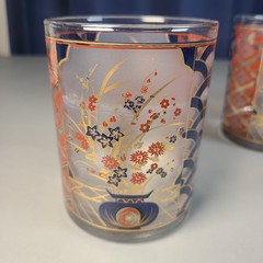 [3] VTG 70s Culver IMARI 22K Gold Rocks Glasses Set – Japanese Frosted Floral