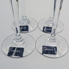4x Mikasa ‘Diamond’ Crystal Champagne Flute Glass Criss Cross Band 10.75″