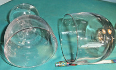 GLASSES – TWO EACH – HEAVY PEDESTAL/STEMWARE TYPE GLASSES FROM THE EARLY 1900’s