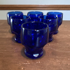 Set of 6 Cobalt Blue Glass Tumbler Cups – Six-Piece Glassware Set