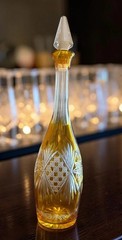 Bohemian Vintage Amber Flashed Cut Crystal Medium Decanter Elegant Collection