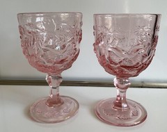 Madonna Inn Flat Rose 5″ Wine Glass Goblet – LG Wright – Light Pink (Pair)