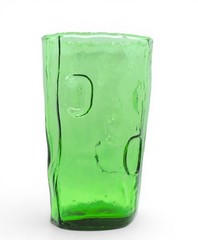 Vintage Mid Century Tex Decatur Glass Thumbprint Tumbler Green