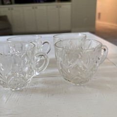 Jeannette Glass Co ~ FEATHER CLEAR PUNCH CUPS – 1950’S – 5 OZ – Set of 4