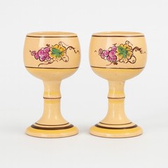 Vintage Hand-painted Ceramic Grape Motif Goblets Pair