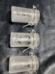 Hand Etched Glass Jar Airtight Canister Sandblasted (Sand Carved) Clamp Lid