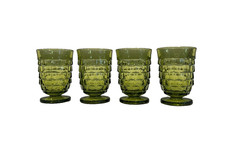 Set of 4 Vintage INDIANA GLASS Whitehall Green 4oz Footed Juice Glasses USA