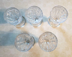 LOT OF 5 IMPERIAL GLASS STAR BURST PATTERN WINE /CORDIAL GLASSES 4» TALL