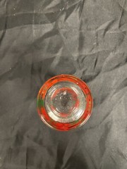 8 VTG CHRISTMAS BRIGHT RED POINSETTIA GLASS TUMBLER BRASS METAL CARRIER MCM
